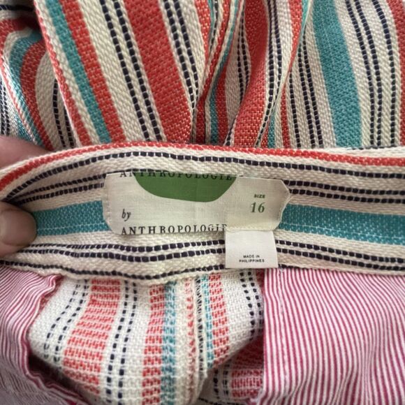 Anthropologie Skirt Mini Side‎ Zip Southwest Aztec Striped Pockets Womens 16 - Picture 4 of 7